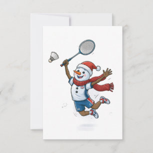 Sneeuwman Tennisspeler Kerstmis 2026 Vakantie Spor Bedankkaart