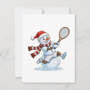 Sneeuwman Tennisspeler Kerstmis 2026 Vakantie Spor Notitiekaartje