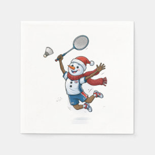 Sneeuwman Tennisspeler Kerstmis 2026 Vakantie Spor Servet