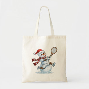Sneeuwman Tennisspeler Kerstmis 2026 Vakantie Spor Tote Bag