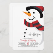 Sneeuwman-uitnodiging met glimlach kaart (Voorkant / Achterkant)