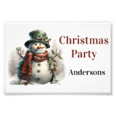 Sneeuwman Vakantie Kerstwensen Foto Afdruk (Voorkant)