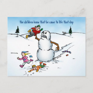 Sneeuwman valt het Kinder Briefkaart aan