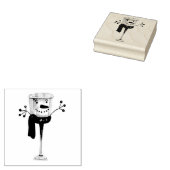 Sneeuwman van marshmallows met wortelneus 	rubberstempel (Gestempeld)