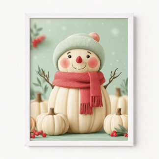 Sneeuwman Vermomd als Sneeuwman Winterhoed Poster