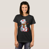Sneeuwman Verpleegster Kerst Stethoscoop Verpleegk T-shirt (Voorkant volledig)