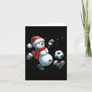 Sneeuwman Voetbal Kerst Sneeuwjongens Meisjes Kind Kaart