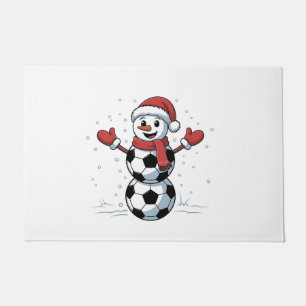 Sneeuwman Voetbal Kerstmis Santa Honkbal Sport Deurmat