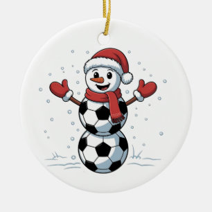 Sneeuwman Voetbal Kerstmis Santa Honkbal Sport Keramisch Ornament