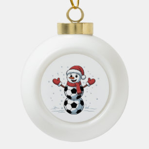 Sneeuwman Voetbal Kerstmis Santa Honkbal Sport Keramische Bal Ornament