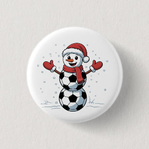 Sneeuwman Voetbal Kerstmis Santa Honkbal Sport Ronde Button 3,2 Cm