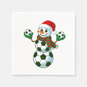 Sneeuwman Voetbal Kerstmis Sportliefhebbers Servet