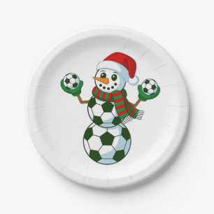 Sneeuwman Voetbal Kerstsport liefhebbers Papieren Bordje
