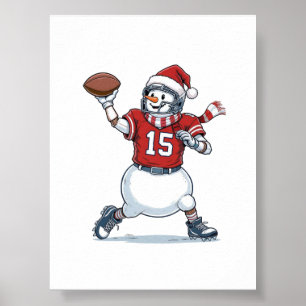 Sneeuwman Voetbalspeler Kerstmis 2026 Vakantie Poster