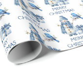 Sneeuwman Vogel Cadeau Kerstmis Cadeaupapier (Rol Hoek)