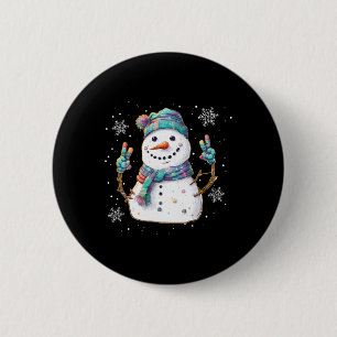 Sneeuwman Vredesteken Kerstmis Sneeuw Vorst Winter Ronde Button 5,7 Cm