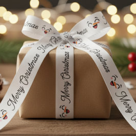 Sneeuwman Vrolijk Kerstfeest Schattige Lachend Gez Lint