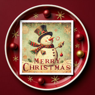 sneeuwman - Vrolijk kerstpapier servet