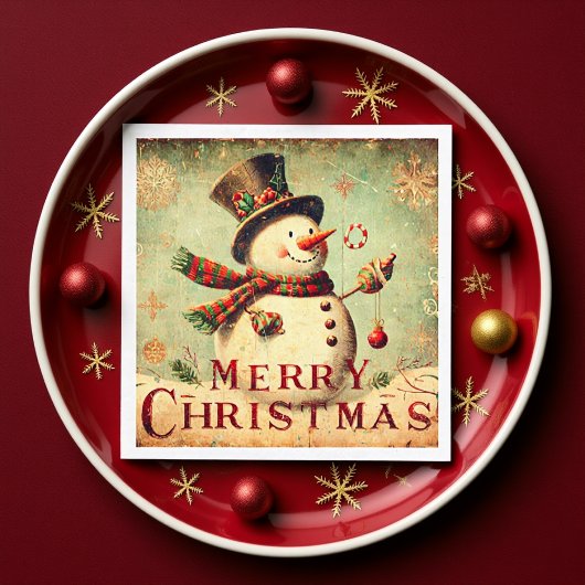  sneeuwman - Vrolijk kerstpapier servet