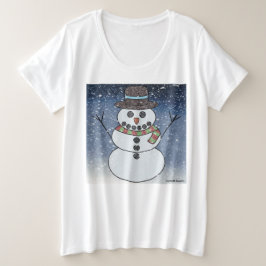 Sneeuwman w/BG (wit) - Dames Plus Maat T-Shirt