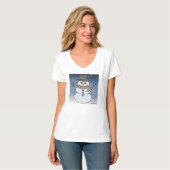 Sneeuwman w/BG (wit) - Vrouwen V-hals T-shirt (Voorkant volledig)