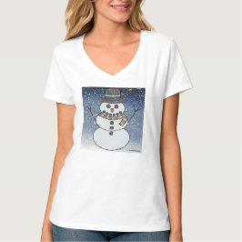 Sneeuwman w/BG (wit) - Vrouwen V-hals T-shirt