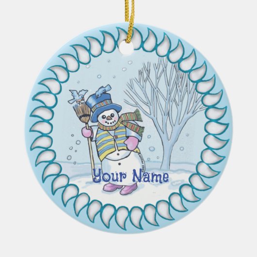 Sneeuwman Wandelende versiering Keramisch Ornament (Voorkant)