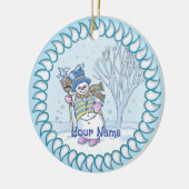 Sneeuwman Wandelende versiering Keramisch Ornament (Links)