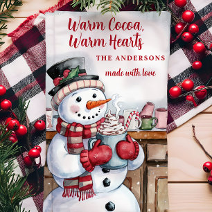 Sneeuwman Warme Cacao Persoonlijke Kerstmis Theedoek
