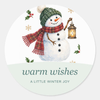 Sneeuwman Warme Winterwensen Ronde Stickers