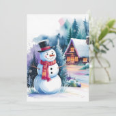 Sneeuwman Waterverf  Feestdagenkaart (Staand voorkant)