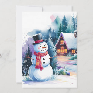 Sneeuwman Waterverf Feestdagenkaart