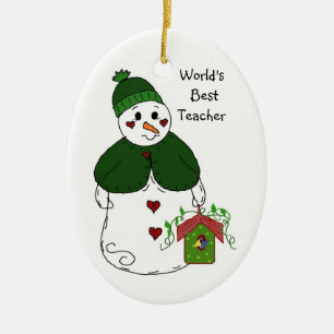 Sneeuwman Werelds Beste Leraar Keramisch Ornament