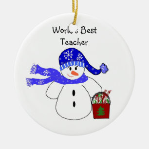 Sneeuwman Werelds Beste Leraar Keramisch Ornament