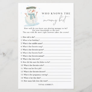 Sneeuwman Wie kent mama beste baby shower spel