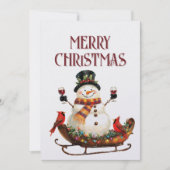 Sneeuwman Wijn Winter Kerstmis Feestdagenkaart (Voorkant)