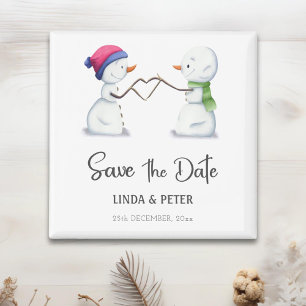 Sneeuwman Winter Bruiloft Save the Date Magneet