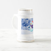 Sneeuwman Winter Vrolijke Kerstsneeuw Bierpul (Voorkant links)