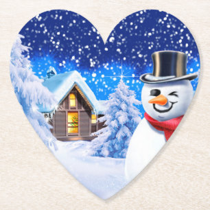 Sneeuwman winter wonderland Kerstmis Kartonnen Onderzetters