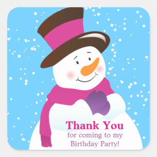 Sneeuwman Winter Wonderland Meisje Dank u Sticker