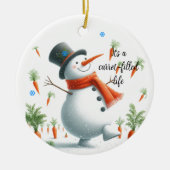 Sneeuwman wortel vulde het leven keramisch ornament (Voorkant)