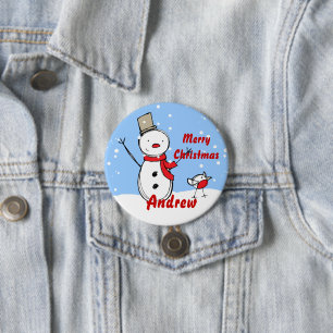 Sneeuwman xmas partij naam Button badges