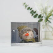 sneeuwman zegt " hi " briefkaart (Staand voorkant)