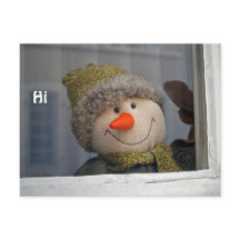 sneeuwman zegt " hi "