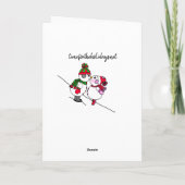 Sneeuwman zet ster op kerstboom kaart (Achterkant)