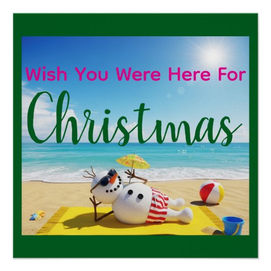 Sneeuwman Zonnebaden Perfect Poster (Voorkant)