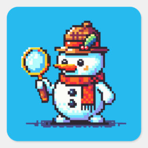 Sneeuwmandetective: 8-bits wintermysterie vierkante sticker