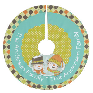 Sneeuwmannen Argyle en Stippen Custom Holiday Tree Kerstboom Rok