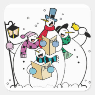 Sneeuwmannen Carol zingen Vierkante Sticker