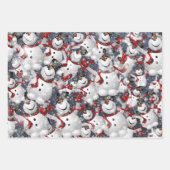 Sneeuwmannen dansen witte kerst inpakpapier vel (Voorkant 2)